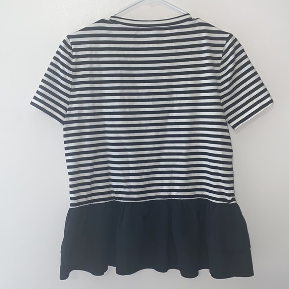 Kate Spade Striped Ruffle Cotton Blend Top - Picture 4 of 5